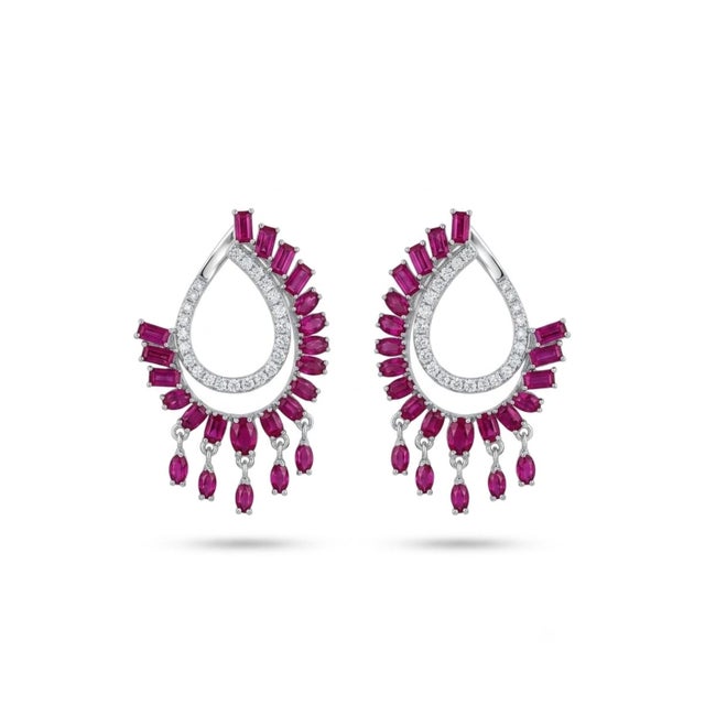 2020s Natural 18k Gold Diamond 0.82ct Ruby Stud Earrings, New For Sale - Image 5 of 8