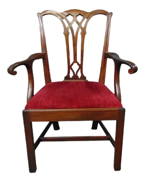 Custom Chippendale Walnut Arm Chair