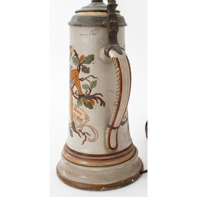 German Bier Stein Mounted as a Lamp For Sale - Image 9 of 10