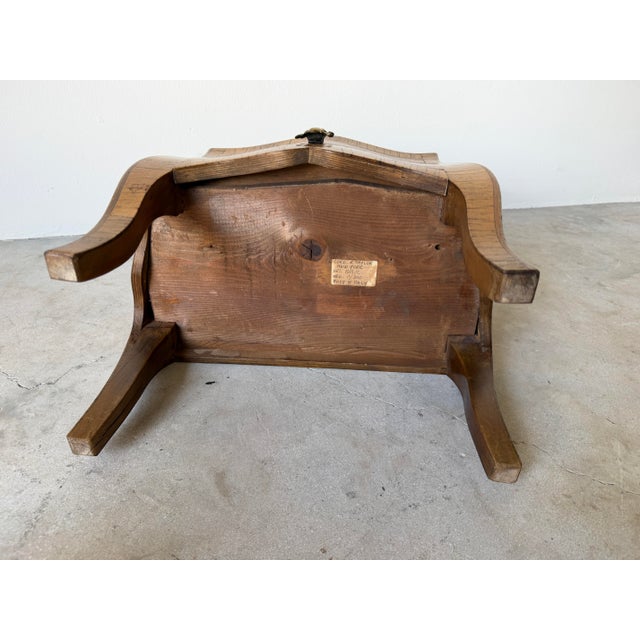 Vintage Italian Burl Olive Wood Parquetry Two-Drawer Miniature Chest With Shell Handles For Sale - Image 12 of 12