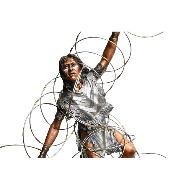 “Dynamic mixed-media figurative sculpture titled ‘Hoop Dancer’ by C.A. (Christopher A.) Pardell, from the artist’s Legends...