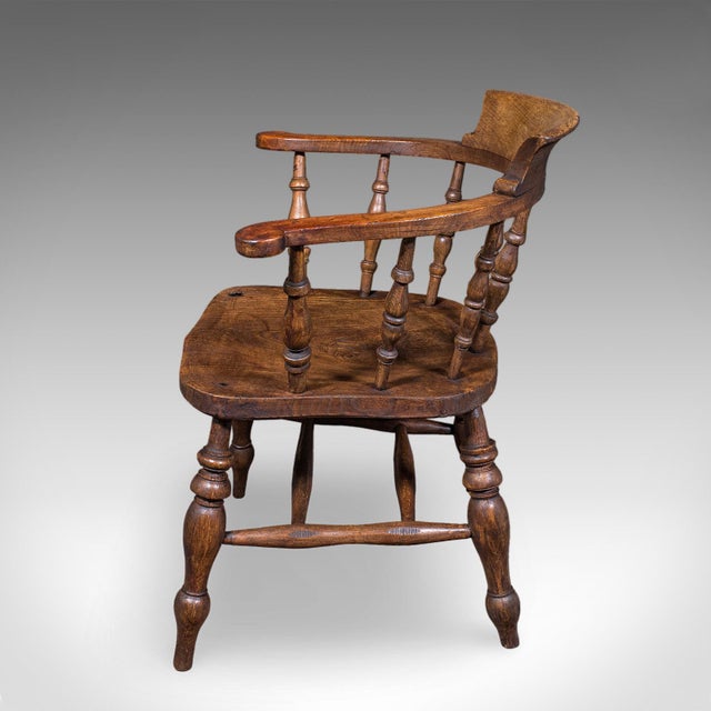 1900 - 1909 Antique Smoker's Bow Chair, English, Country House Elbow Seat, Edwardian, 1904 For Sale - Image 5 of 12