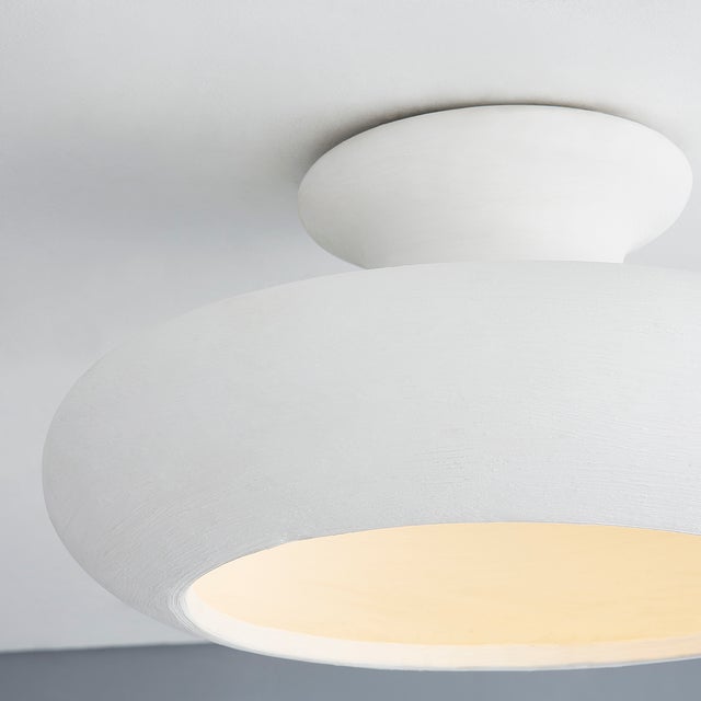 Hudson Valley Lighting Hudson Valley Lighting Annie 16 in. 1 Light Semi Flush in Aged Brass and Ceramic White Limewash Finish For Sale - Image 4 of 9
