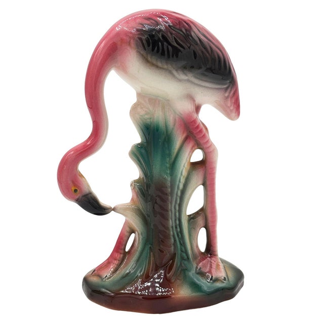 1950s 1950s Atomic California Pottery Ceramic Grazing Tropical Pink Flamingo Figurine Statue For Sale - Image 5 of 10