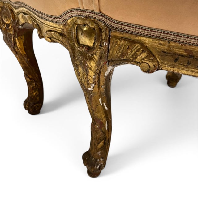 Mid-Century Modern 19th Century Swedish 3 Seat Giltwood Banquette For Sale - Image 3 of 8