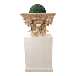 Large Plaster Composite Order Capital on Wooden Pedestal, France, Early 1900s