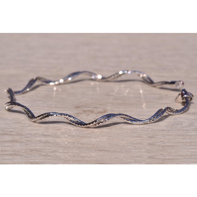 The 76th Street: Italian Made Diamond Cut Faceted White Gold Weaved Spiral Bracelet For Sale - Image 4 of 5