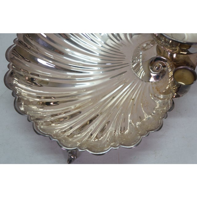 Vintage Silver Plated Seafood Scallop Shrimp Clam Shell Cocktail Serving Platter For Sale - Image 13 of 15