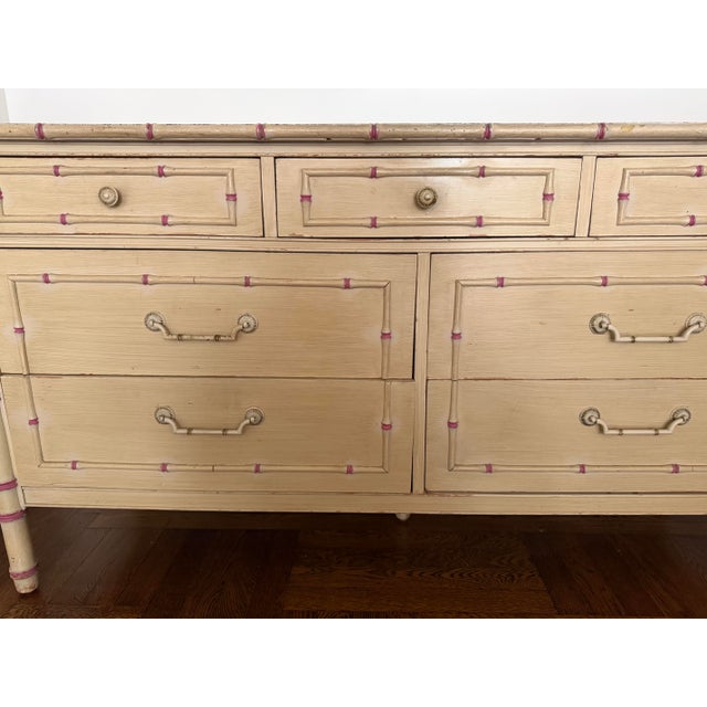Chinoiserie 1970s Attributed / Styled After Thomasville - Allegro Faux Bamboo Credenza/Dresser For Sale - Image 3 of 3