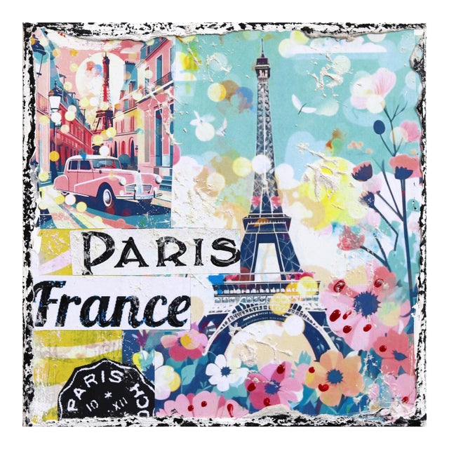 Paris Bokeh - Original Post-Pop Mixed Media Painting on Canvas by Marion Duschletta For Sale