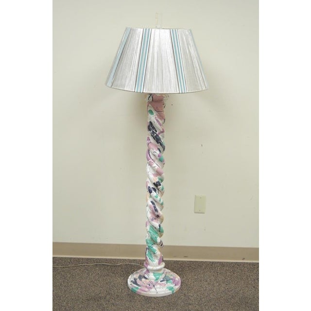 Vintage Mid Century Modern Paint Splatter Pollock Style Spiral Wood