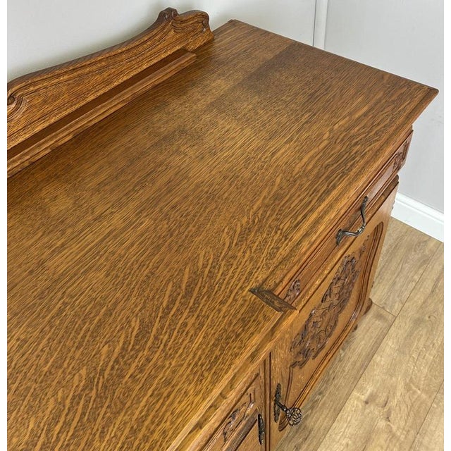 Vintage French Louis Style Oak 4-Door Sideboard For Sale - Image 16 of 18