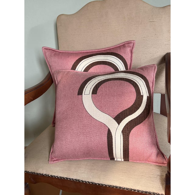Mid-Century Modern Small Vintage Decorative Cushions by Pierre Cardin, 1970s, Set of 2 For Sale - Image 3 of 10