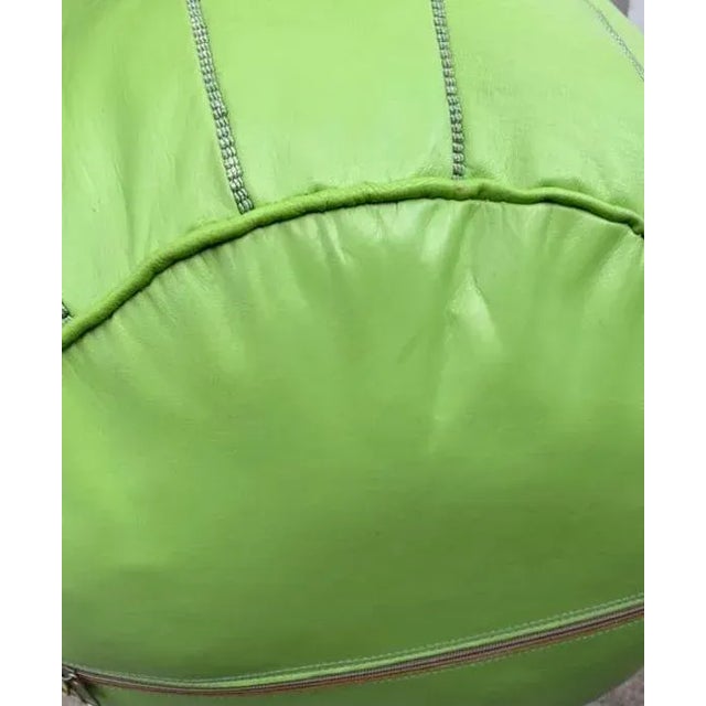 Late 20th Century Late 20th Century Moroccan Embroidered Pistachio Pouf For Sale - Image 5 of 7