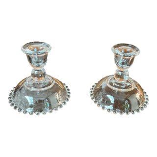 Vintage Imperial Candlewick Candle Holder Set For Sale