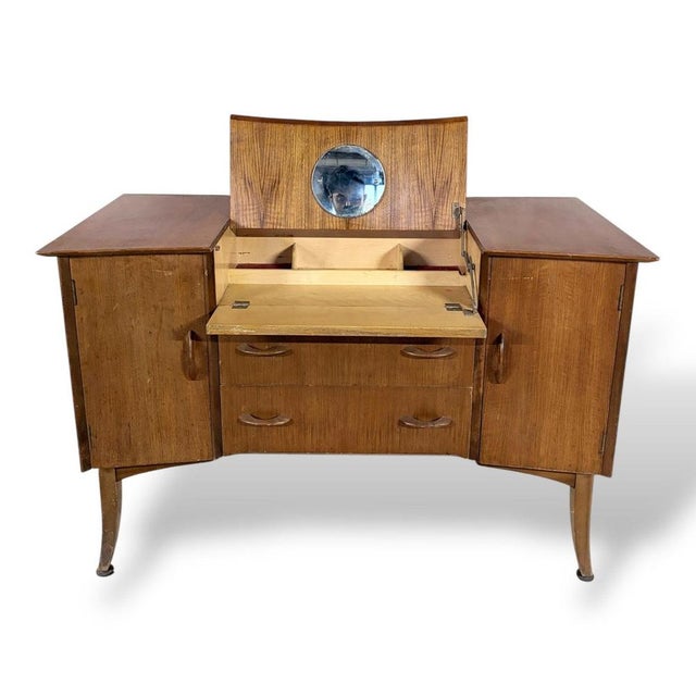 Wood Vintage Wrighton Walnut and Teak Dressing Table, 1960s For Sale - Image 7 of 9