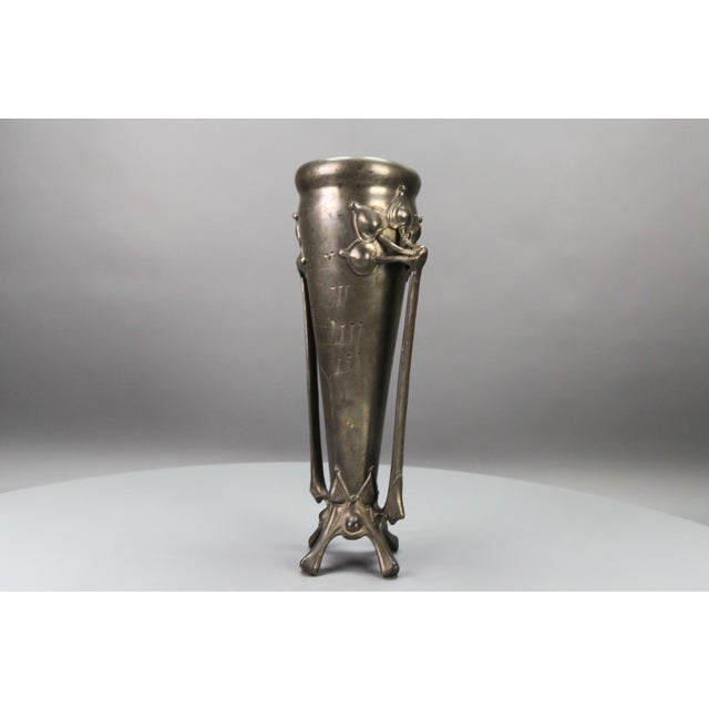 Art Nouveau Pewter Vase with Plant Motifs, Early 20th Century For Sale - Image 5 of 18