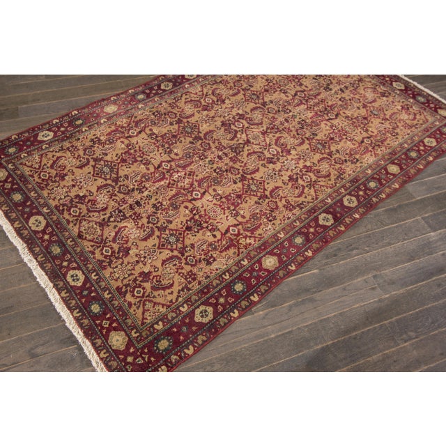 4 X 7 Vintage Agra Hand-Knotted Wool Rug in Brown With Allover Design For Sale In New York - Image 6 of 11