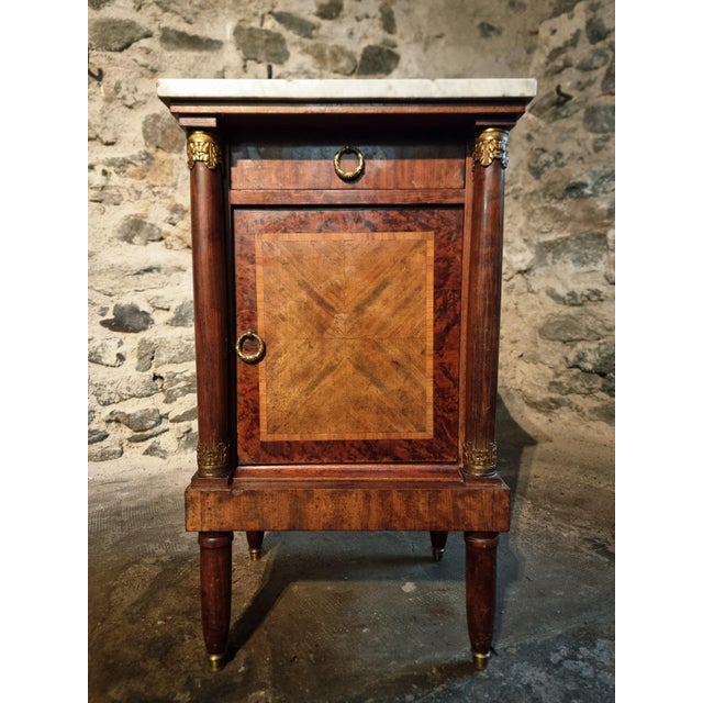 French Empire Bedside Cabinet with Marble Top, 19th Century For Sale - Image 16 of 16