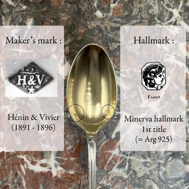 Louis XV Style Mocha Spoons in Silver and Vermeil, France, 19th Century, Set of 12 For Sale - Image 11 of 18