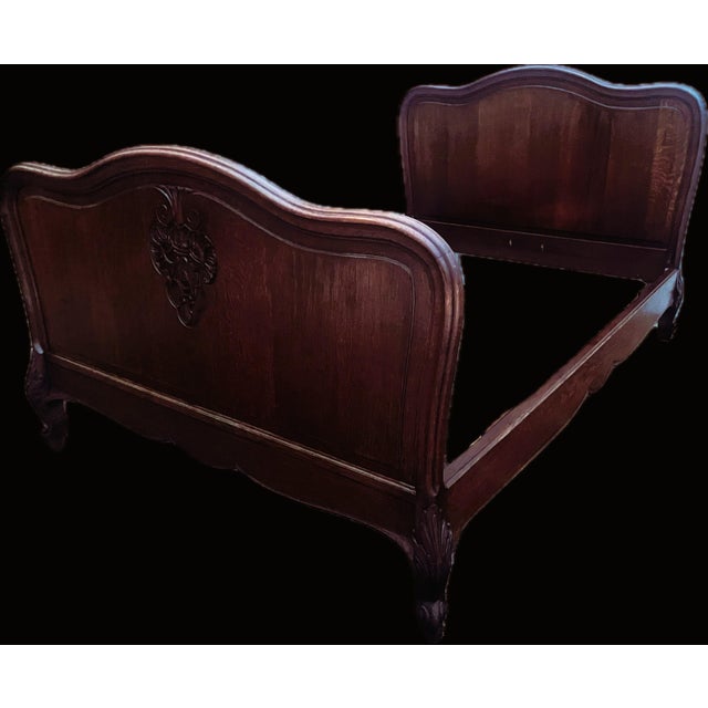 Antique French Bed Rocaille in Oak, 1900s For Sale - Image 13 of 14