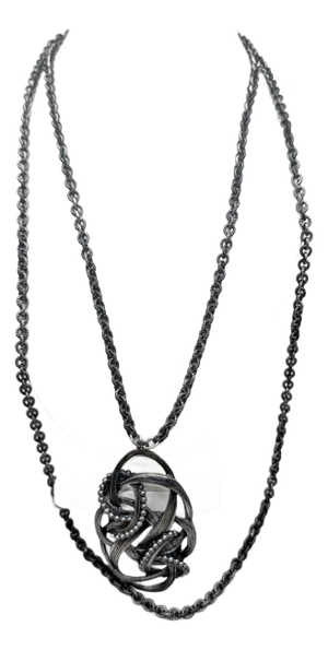 Vintage 1970s Signed Napier Silvertone Pendant Necklace