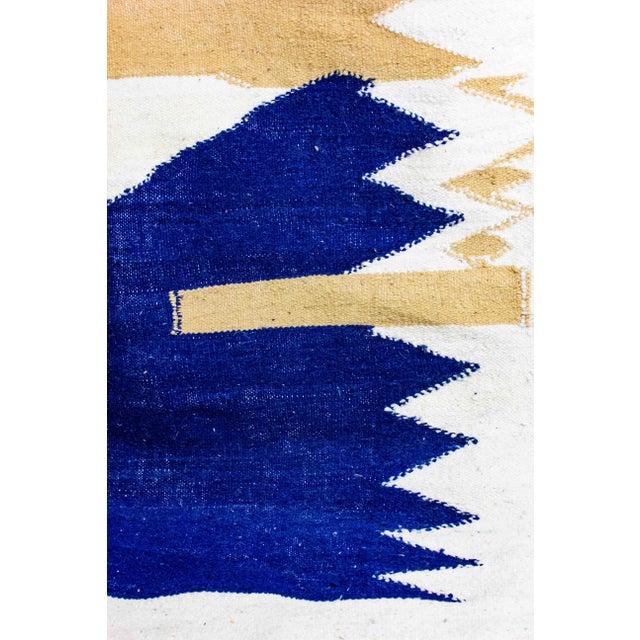 1970s Vintage Wool Berber Rug with Abstract Shapes in Blue and Beige, 1970s For Sale - Image 5 of 9