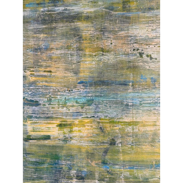 Abstract Large Abstract Painting by Gavin Mc Groggan – Contemporary Green & Blue Canvas Art, 36” × 48” For Sale - Image 3 of 8