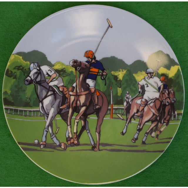 Mid 20th Century Set X 6 French Limoges 6"d Plates W/ Polo Match Scenes For Sale - Image 5 of 9