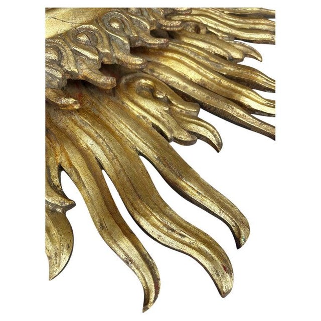Hollywood Regency Monumental Francisco Hurtado, Carved Sunburst Wall Mirror For Sale - Image 3 of 6
