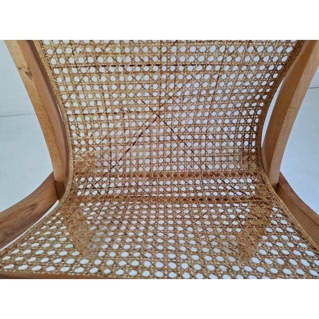 Mid-Century Wooden and Rattan Folding Magazine Rack, Former Czechoslovakia, 1960 For Sale - Image 4 of 18