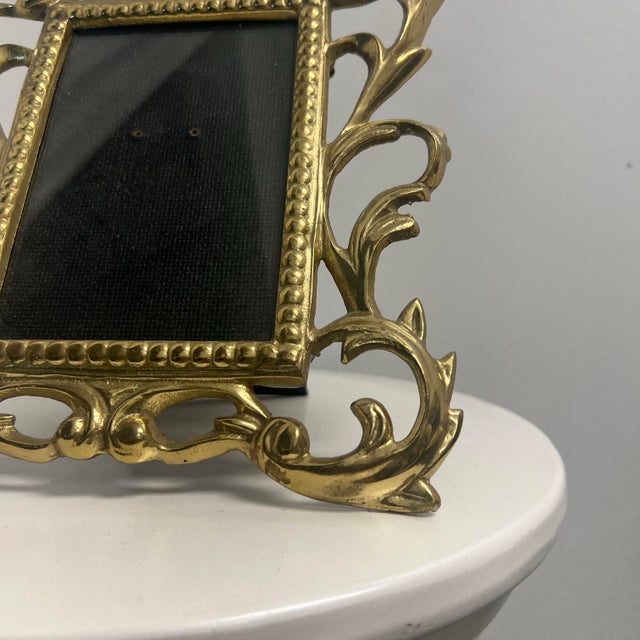 Hollywood Regency Vintage Ornate Brass Easel Back Frame For Sale - Image 3 of 4