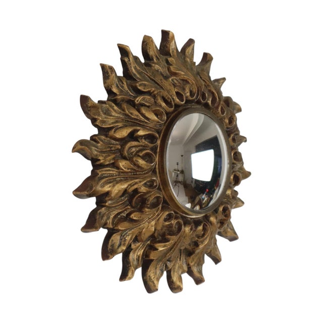 Glass Small Rococo Italian Sunburst Mirror, 1960s For Sale - Image 7 of 16