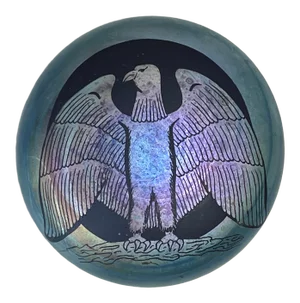 1982 Vandermark-Merritt Needle Etched Eagle Paperweight, Signed Barry Sauter (1982)