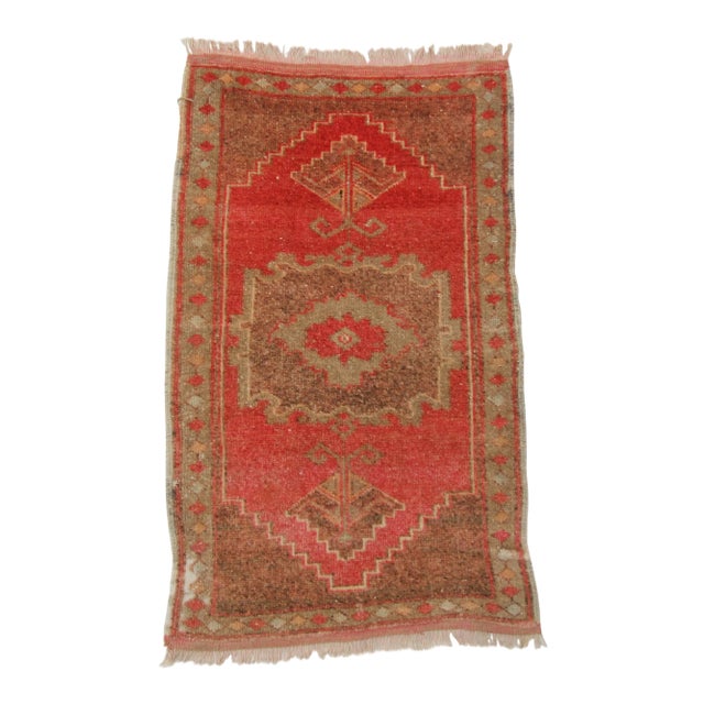 Vintage Turkish Mini Rug For Sale