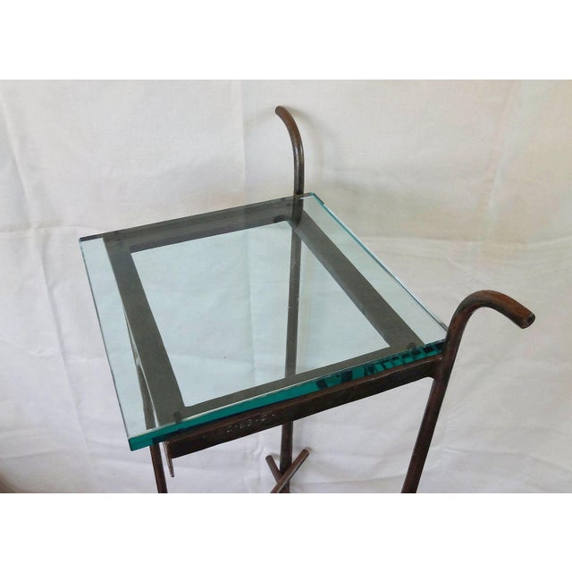 Late 20th Century Unique Tall Hand Forged Iron Pedestal With Glass Top For Sale In New York - Image 6 of 10