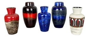 Vintage Fat Lava Pottery Vases from Scheurich, Germany, 1970s, Set of 5