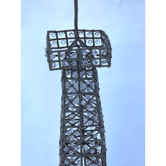 Vintage Mid-Century Large 7 Foot Beaded Glass Floor Lamp in the Form of the Eiffel Tower For Sale - Image 10 of 11