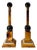 Maitland Smith Style Faux Tortoiseshell and Stainless Steel Candle Holders - A Pair For Sale