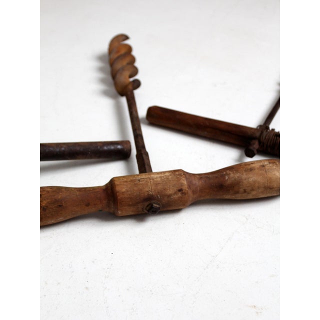 Antique Primitive T-Handle Drill Augers Set of 3 For Sale - Image 10 of 11