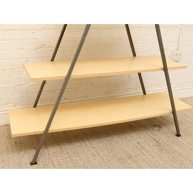Late 20th Century Modern a-Frame Wood & Metal Display Shelf For Sale - Image 4 of 9