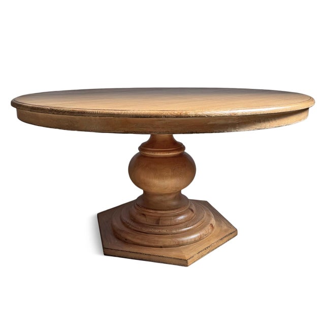 2020s Round Farmhouse Pedestal Dining Table For Sale - Image 5 of 8