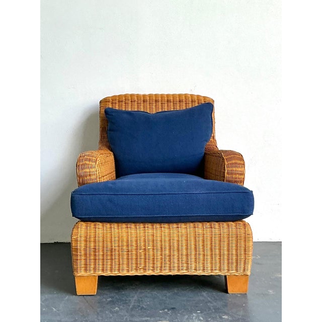 Vintage Ralph Lauren Woven Rattan Lounge Chair For Sale - Image 17 of 18