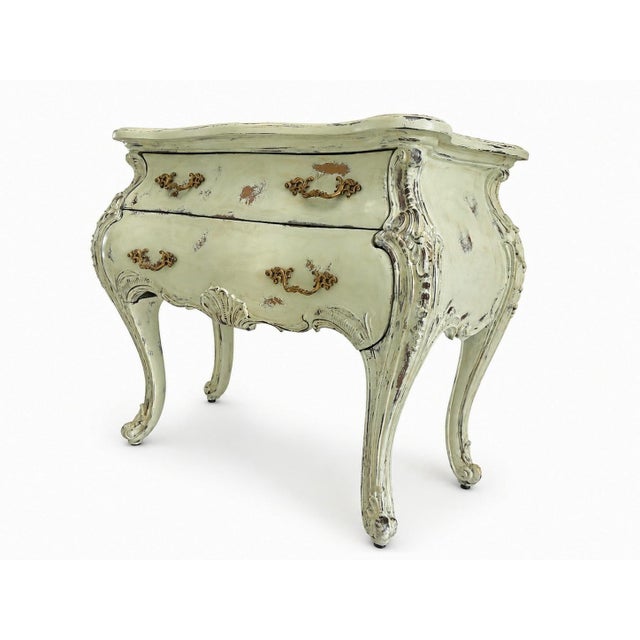 An exceptional vintage Pulaski Furniture French Provincial nightstand, professionally refinished in a sophisticated light...