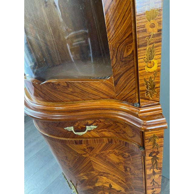 19th Century 20th Century Corner Marquetry Display Cabinet, 1890s For Sale - Image 5 of 12