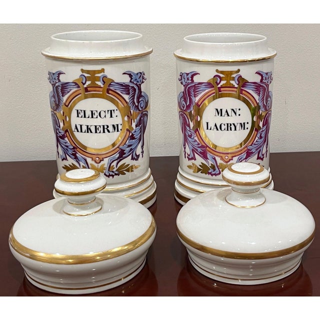 Pair of Neoclassical Apothecary Jars by Maison A Collin Porcelaines & Cristaux For Sale - Image 14 of 14