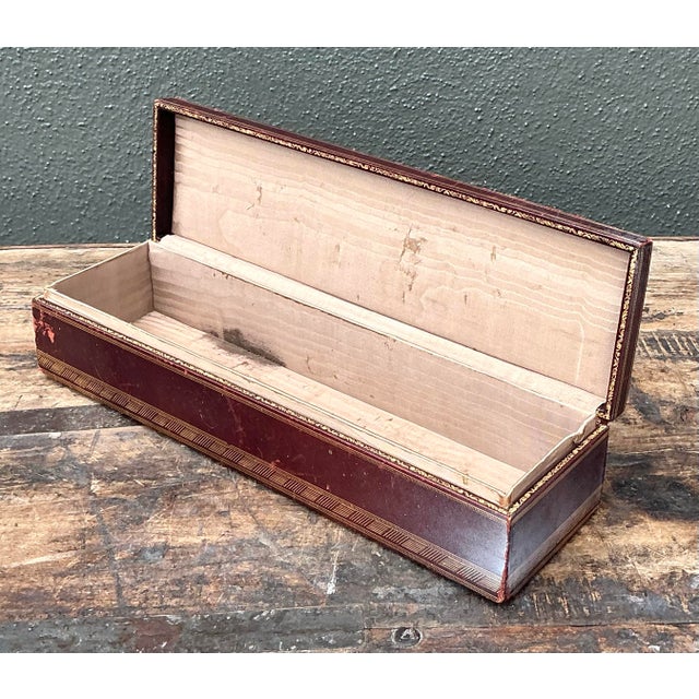 Vintage Italian Leather Embossed “Bertha” Box For Sale - Image 11 of 12