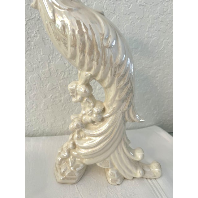 White Mid-Century Lusterware Ceramic Pheasants, a Pair For Sale - Image 8 of 12