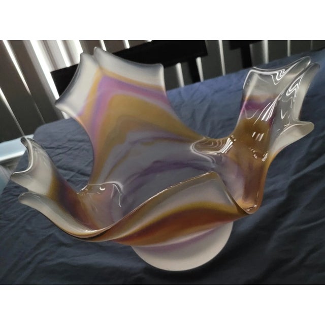 Modern Decorative Hand Blown Glass Bowl For Sale - Image 3 of 6