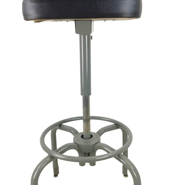 Metal Vintage Industrial Adjustable Drafting Stool With Backrest and Footrest For Sale - Image 7 of 18
